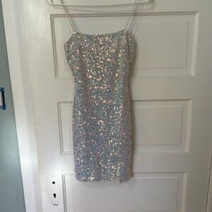 White Sequin formal mini dress size small